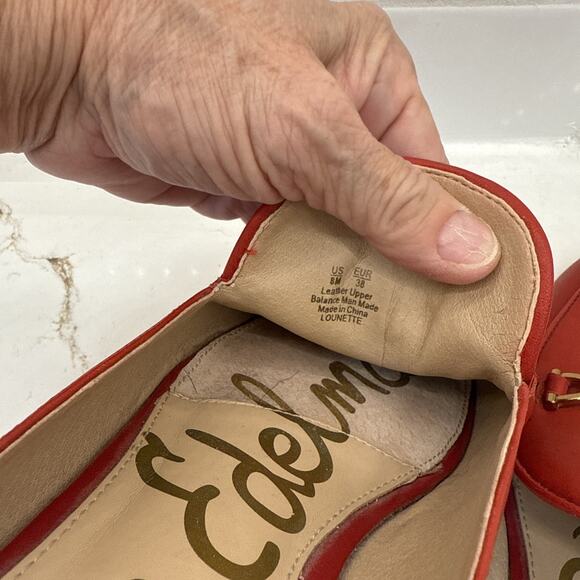 Sam Edelman Lounette Loafer Womens 8M Red Leather Slip-On Gold Accent - Picture 6 of 9